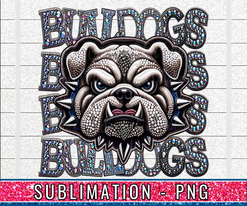 Bulldogs Faux Rhinestone PNG: Mascot Spirit Shirt Design (digital ...