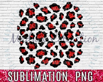 Red Glitter Leopard Print PNG File, Sublimation Design, Background, Animal Print, Glitter Clipart, Printable Decor, Commercial Use
