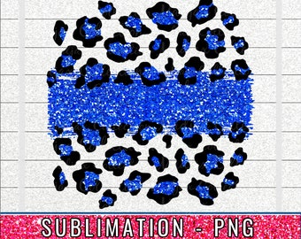 Leopard Square Sublimation, Royal Blue, Background, Brush Stroke PNG, Animal Print Design, Glitter Brush Clipart, Paint Design, Team Colors