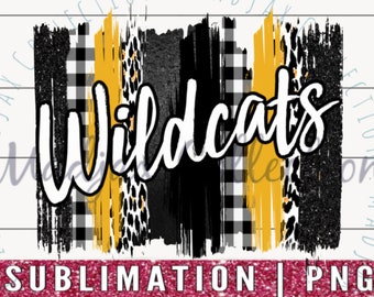 Sublimatieontwerp penseelstreek Wildcats | Schoolgeest, png (digitale download)