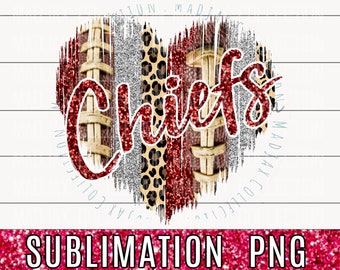 Team Chiefs, Heart Brushstroke, PNG Sublimation, Team Colors, Football, Maroon and Silver, Printable Art, Leopard, Print & Cut, Clipart
