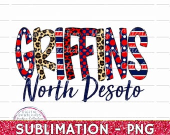 Griffins School Spirit Shirt Design: Leopard, Polka Dot PNG (Digital Download)