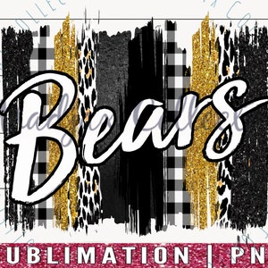 Gold Bears Brush Stroke Sublimation Print: Leopard, Team Colors (PNG File)