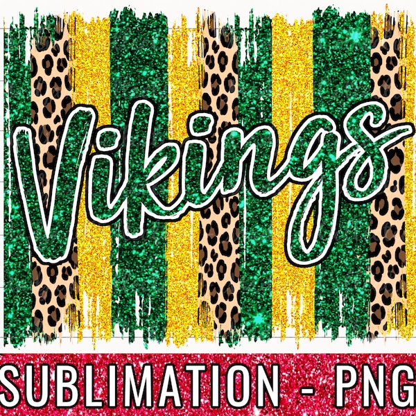 Hunter Green Vikings PNG Brush Stroke, Sublimation, Brush Stroke Shirt Design, Leopard Print PNG, Green & Yellow Gold Vikings PNG, Game Day