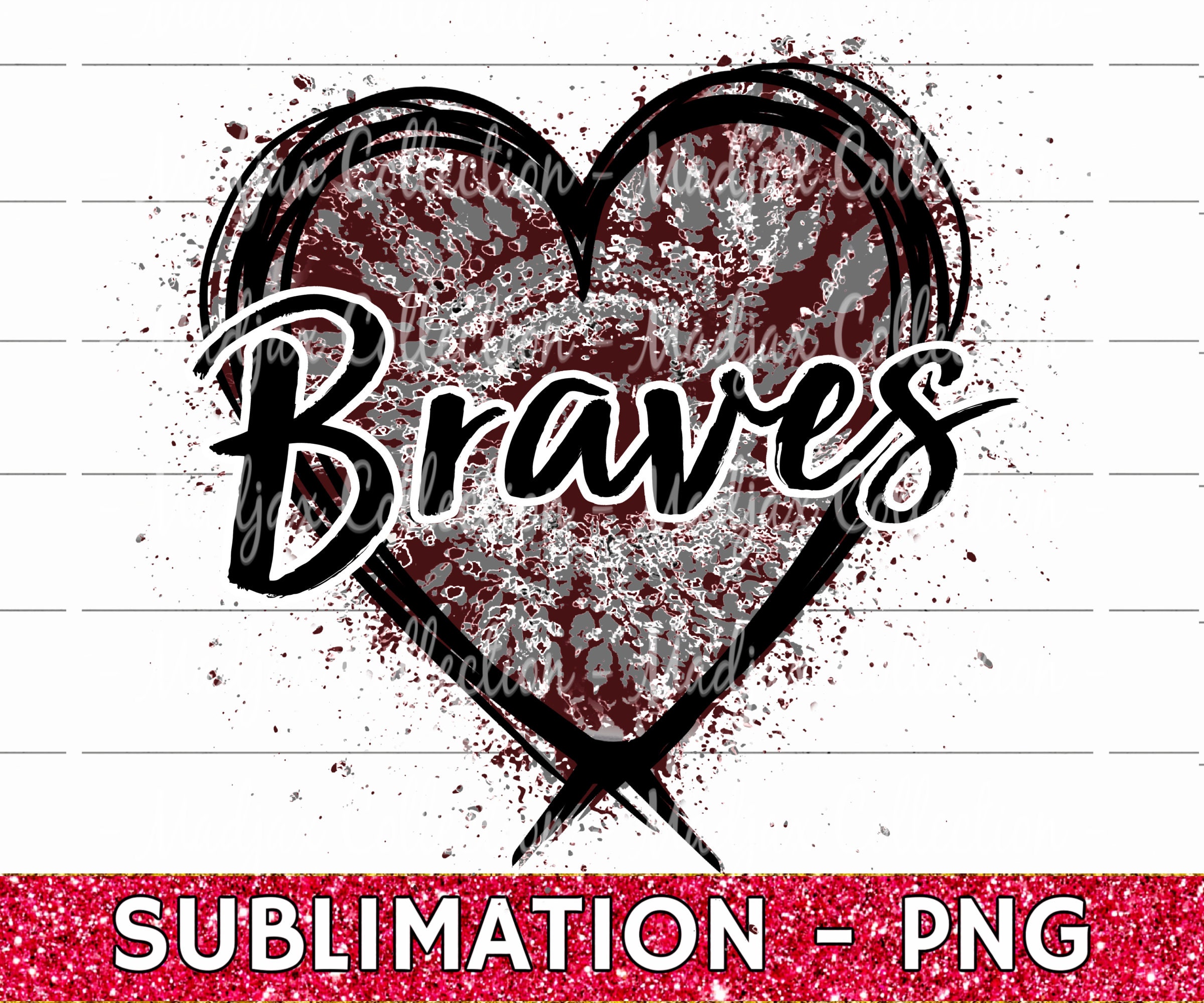 Braves Brush Stroke Design, Sublimation, PNG File, Leopard, Floating Glitter, Pee Wee Football, Paint Stroke, Team Colors Red & Light Blue