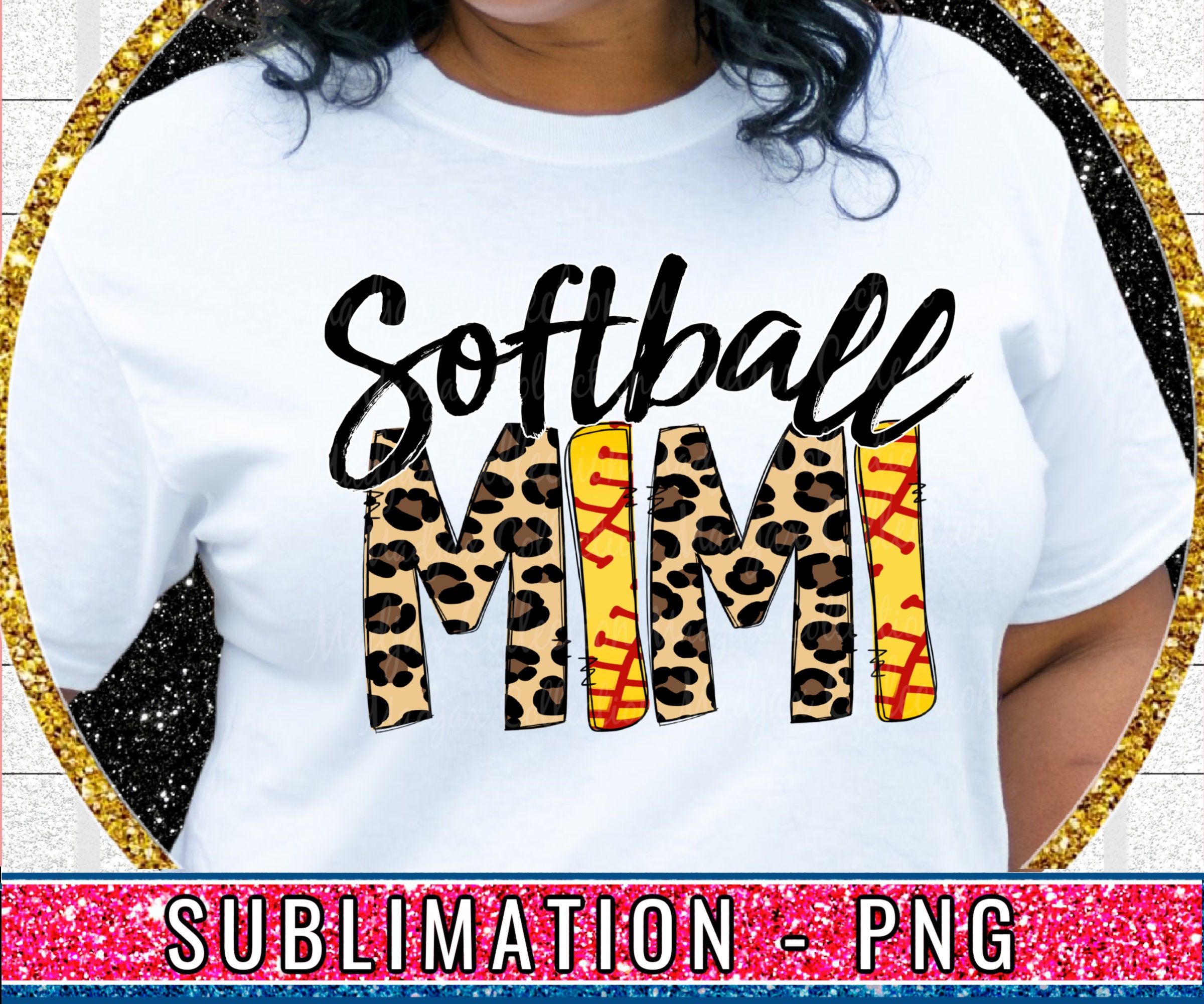 Softball Mimi, Sublimation PNG, Leopard & Stitches, Bubble Letters, Mimi PNG, Instant Download, Heat Transfer, Softball Life, POD, Printable