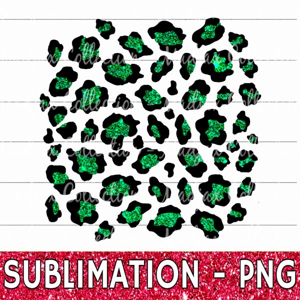 Green and Black Leopard Print PNG File, Sublimation Design, Background, Animal Print, Clipart, Printable Decor, Square Leopard