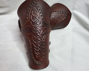 Embossed Notwork Cross Bracers Handmade for SCA LARP Cosplay & Fantasy fairs