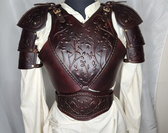 Ladies Verdant Astrid Leather Armour Handmade  for SCA LARP Cosplay & Fantasy fairs