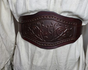 Embossed Verdant Belt Handmade for SCA LARP Cosplay & Fantasy fairs