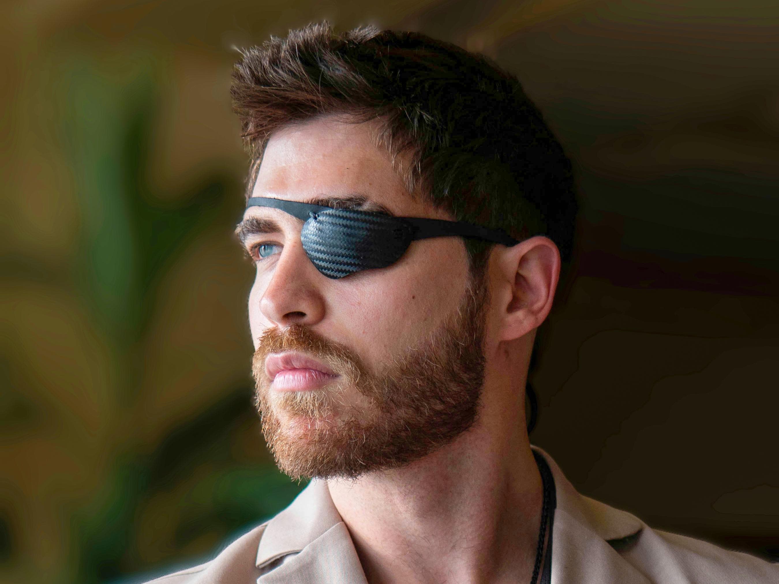 Carbon Fiber Eye patch, Eye patch, Adult Eye Patch, Sports, Crenshaw Style, Adult, Kids, Black, Leather, Concave, Air Vents, Durable