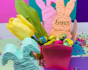 Mini Easter Bunny Piñata: Fillable Party Favor, Spring Basket Filler, Handmade Decoration