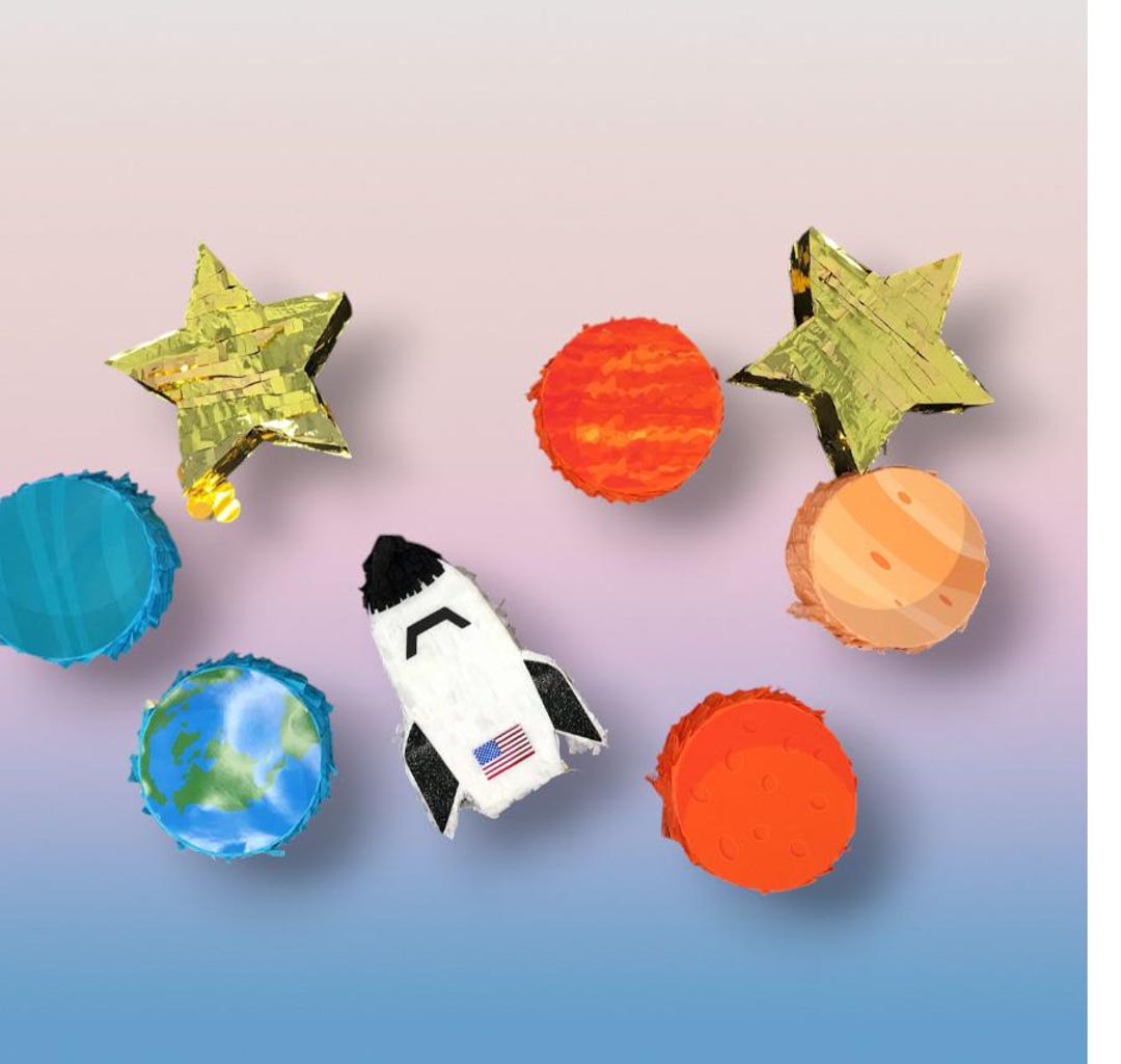 Space Mini Piñata | Planets, Rocket, Stars Birthday Decor (fillable ...