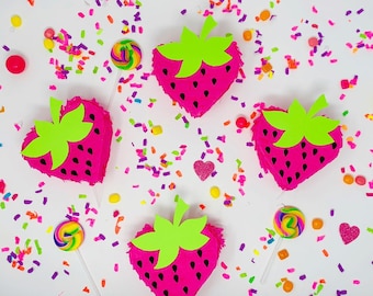 Miniaturowa piniata truskawkowa, dekoracje na imprezę Luau, upominki na imprezę Luau, pierwsze urodziny z jagodami, upominki na imprezę, pierwsza fiesta