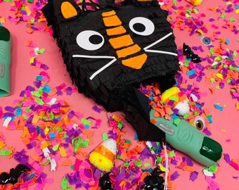 Decorazione di Halloween, Mini piñata di gatto nero di Halloween / Decorazione di Halloween per interni / Decorazione di Halloween, Mini piñata di gatto, Mi sei gattino?