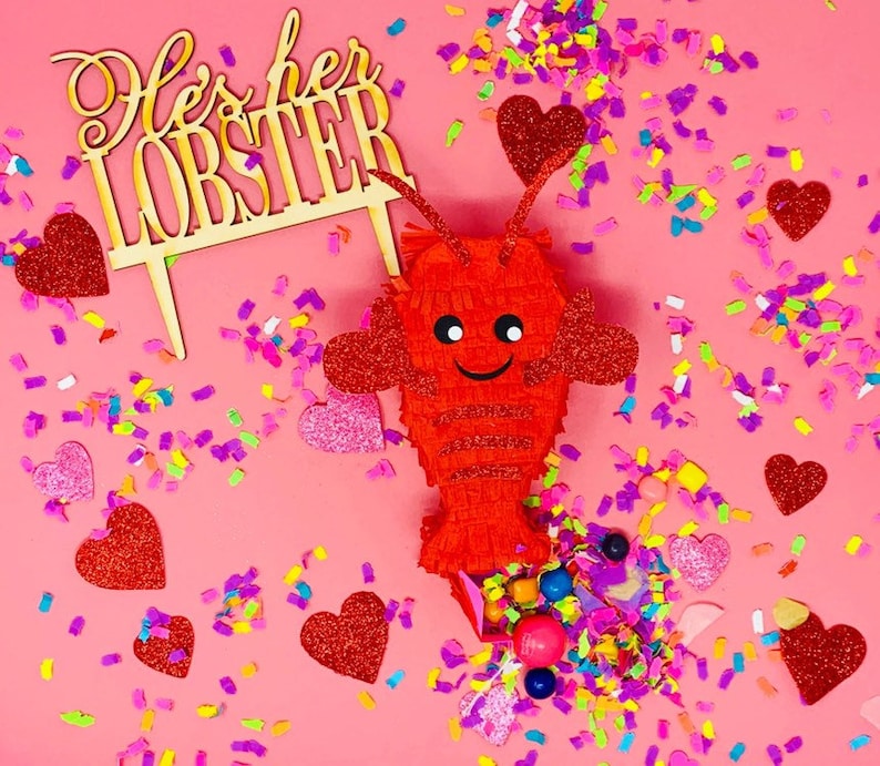 lobster piñata mini, lobster party, He#39;s her lobster, mini h
