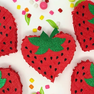 Strawberry Mini Piñata: Tropical Luau Party Favor, First Birthday Decoration, Fruit-Themed Centerpiece