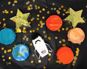Cosmic Party Pinata Solar System Planets Rocket Space Star Themed Decoration