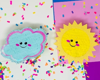 Sunshine Cloud Mini Piñata: Whimsical Birthday Party Decor, Unicorn Rainbow Theme Centerpiece
