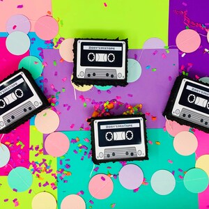 cassette piñata, customizable mini cassete piñata, 80's party, 90's themed party decor, personalized gift, personalized decor