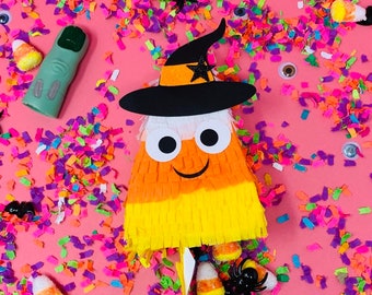 Halloween Decoration, Halloween Candy corn mini piñata, Halloween Decorations Indoor, Halloween Witch, Whimsical Decor