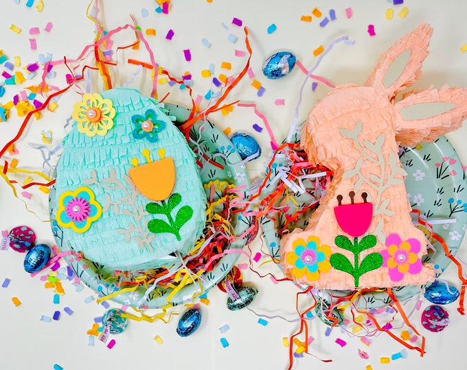 Featured listing image: Mini Easter Pinata Set: Bunny & Egg Spring Basket Fillers for Holiday Celebration Activities