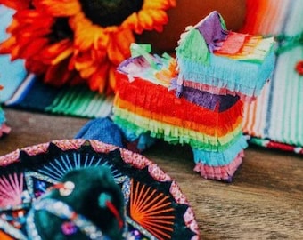 Vibrant Mini Donkey Piñata: Festive Wedding Favor, Party Decor & Celebration Centerpiece