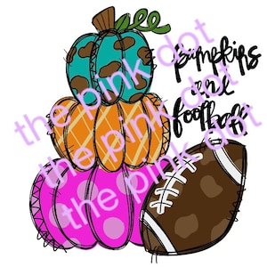 Pumpkins and Football Sublimation Design, hand drawn