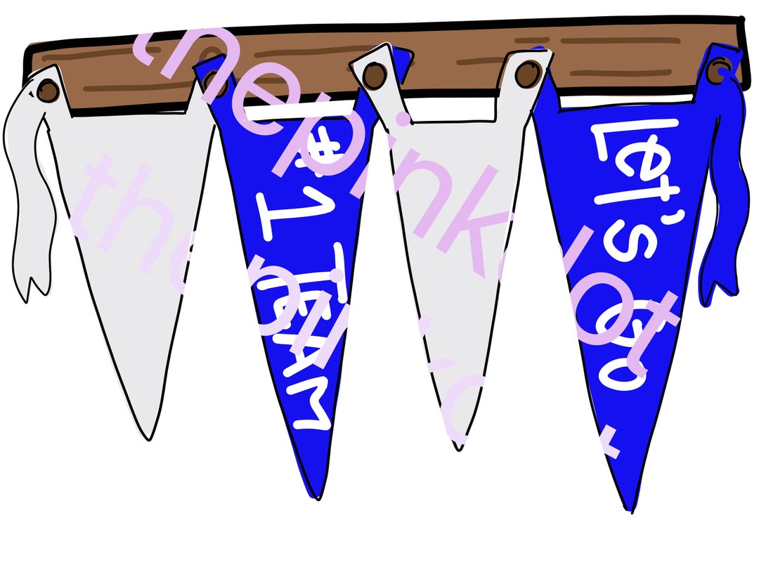 Editable Royal and White Pennant Flags Digital Download - Etsy