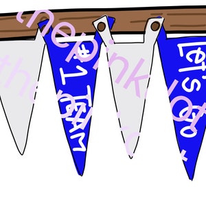 Editable Royal and White Pennant Flags Digital download