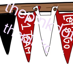Editable Red and Black Pennant Flags digital download