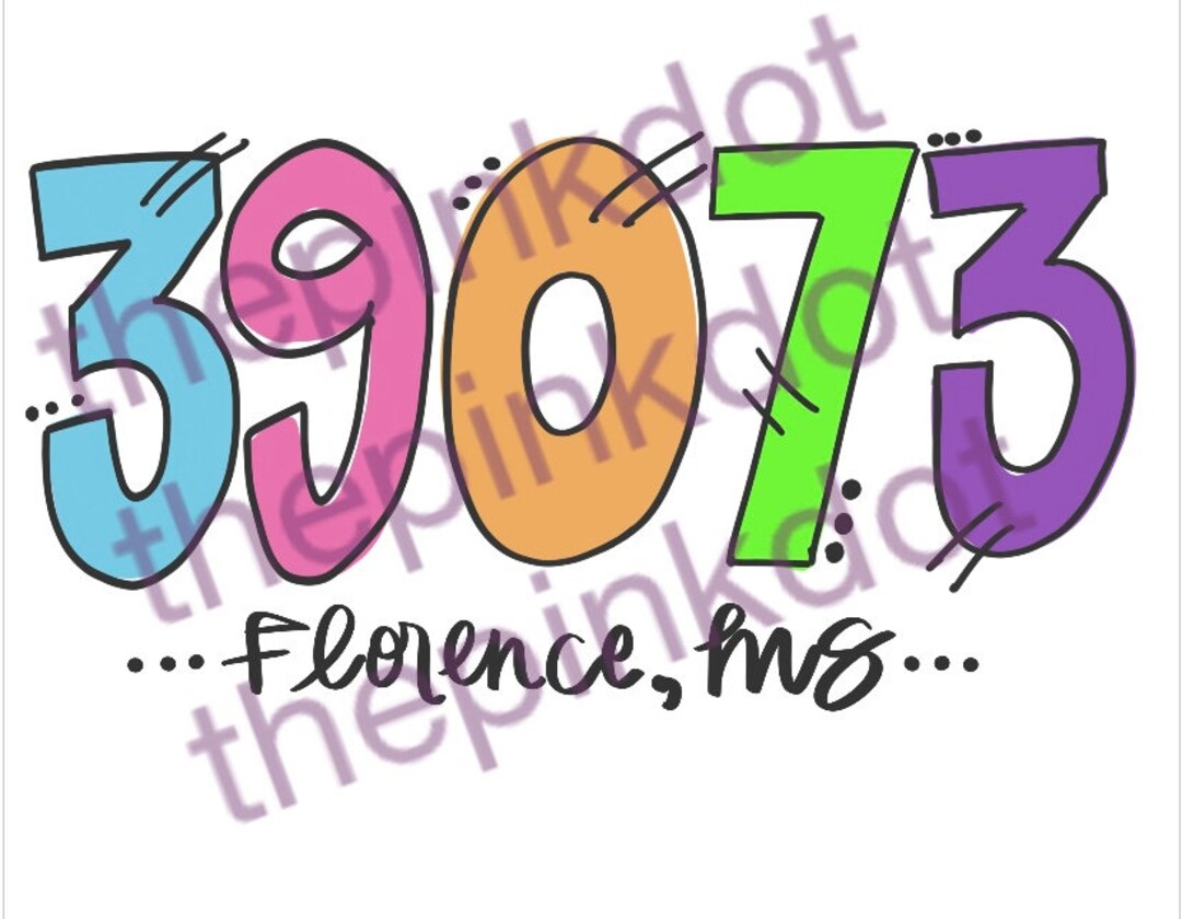 Florence Zip Code Hand Drawn Sublimation PNG Digital Download Etsy