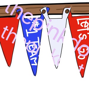 Editable Red and Blue Pennant Flags digital download
