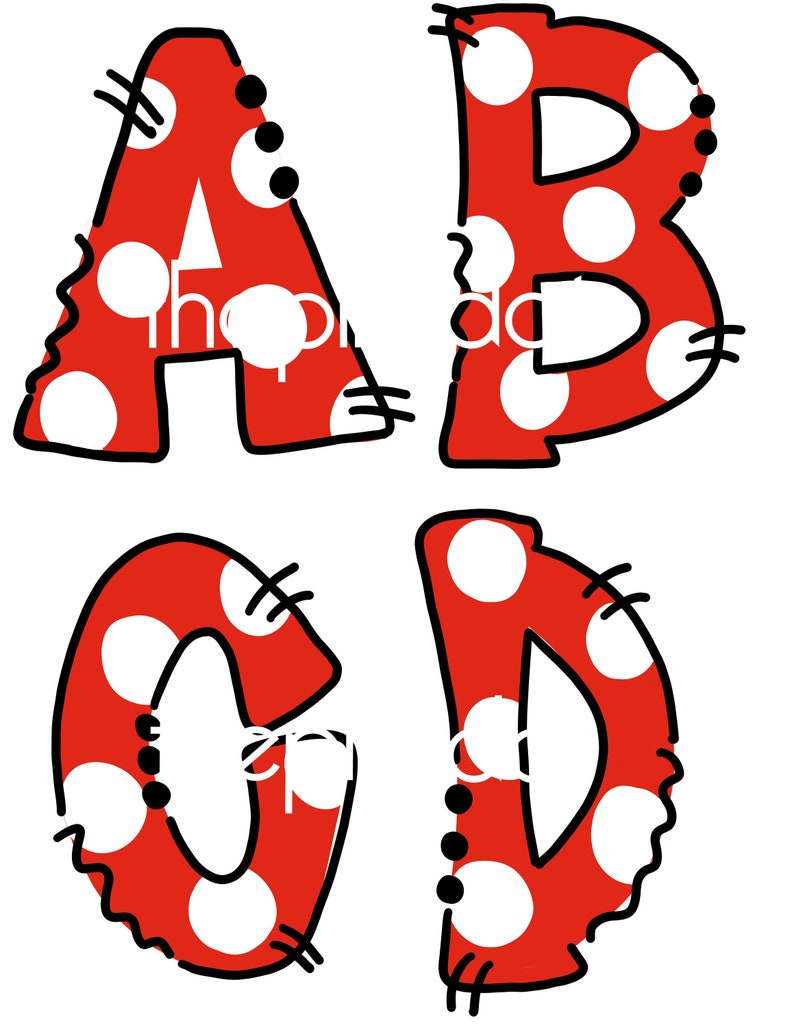 uppercase red alphabet set hand drawn digital download etsy