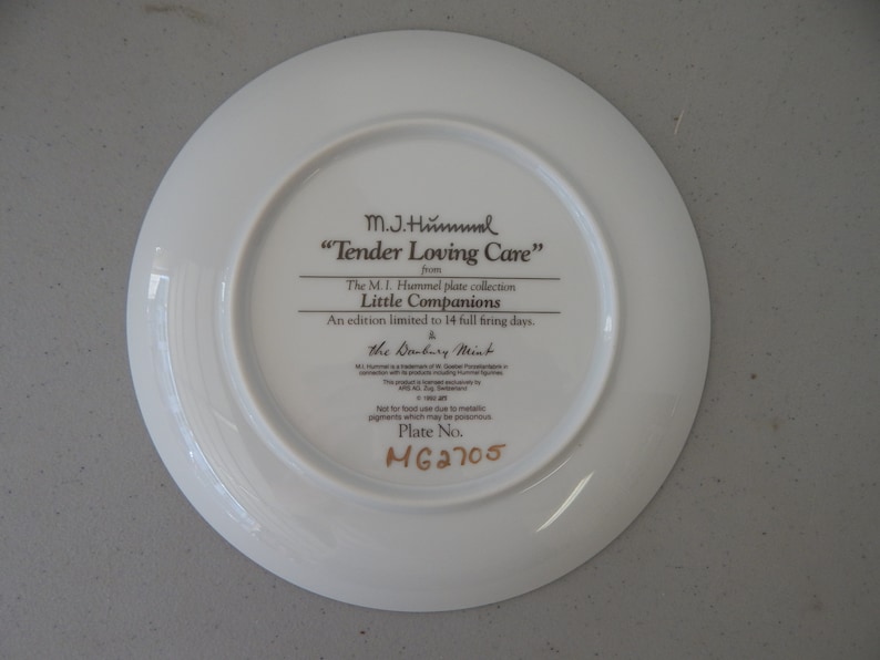 Hummel Plate Little Companions Tender Loving Care Danbury Mint Vintage M.I