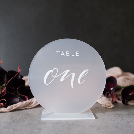Round Frosted Acrylic Table Numbers With Stand Frost Round Frosted Acrylic Table Numbers, Round Table Numbers