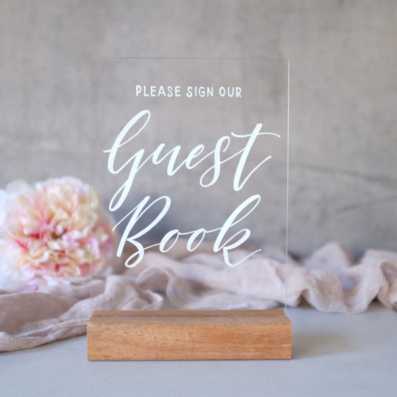 Wedding Guest Book Sign. Acrylic Sign. Sign Our Guestbook. Etsy
