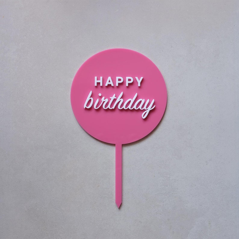 Happy Birthday Cake Topper. Baby Pink Acrylic Cake Topper. | Etsy