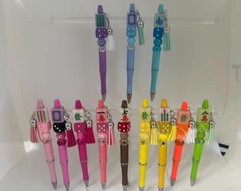 Mahjong Fun Pens, Game Night beaded mahjong pens