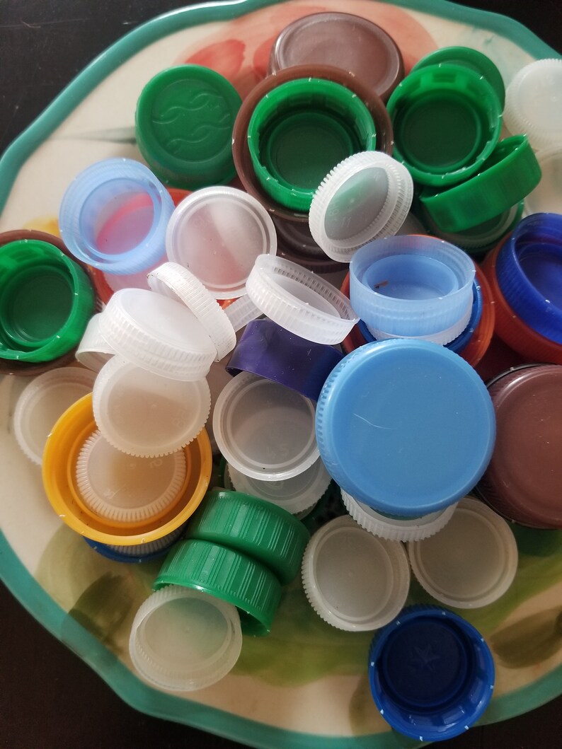 50 Plastic Mixed Bottle Caps Lot From Water Bottles Soda Etsy