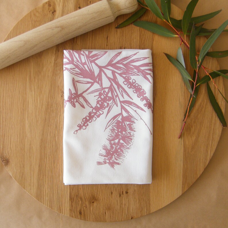 Bottlebrush Tea Towel Handprinted Premium Cotton Etsy Australia