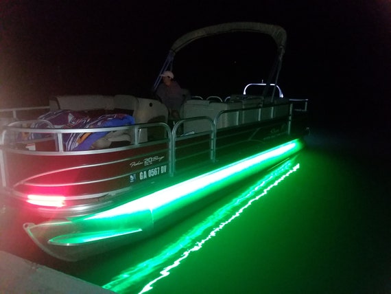 Green Pimp My Pontoon LED Kit, Neon Under Deck Lighting, Bonus Nav Lights,  Multi-color/uv, Remote, Easy Install, Boat Lover Gift 