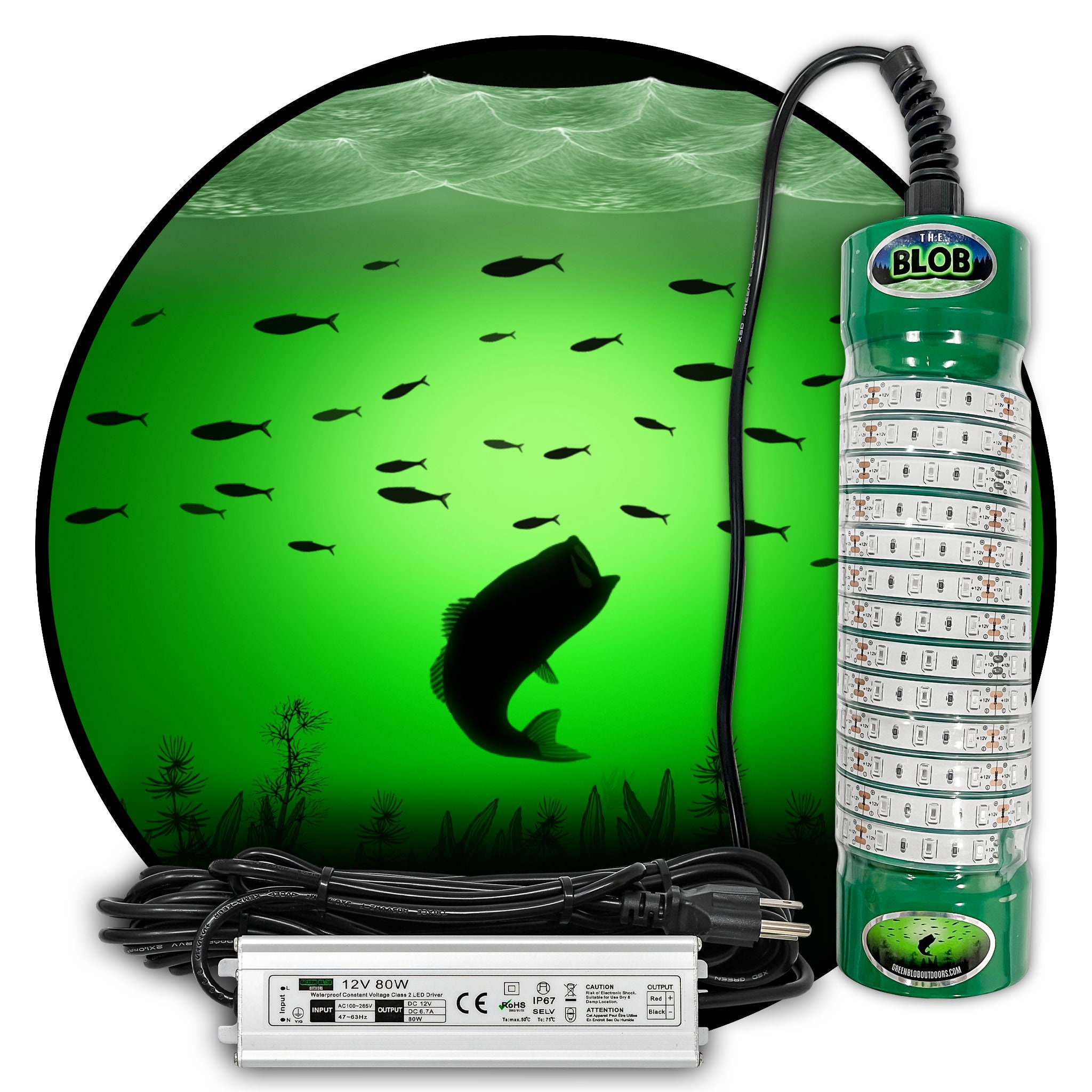LED Underwater Fishing Light Green Blob Outdoors, Boat & Dock Night Fishing  Attractor, Waterproof, Durable, Perfect Gift for Fishermen 