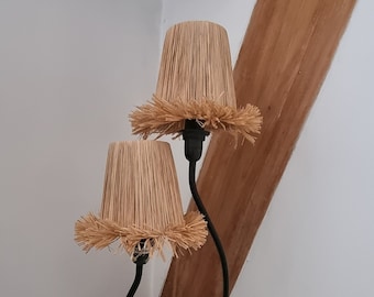 Abat-jour en raphia, raffia lampshade,raffia lamp