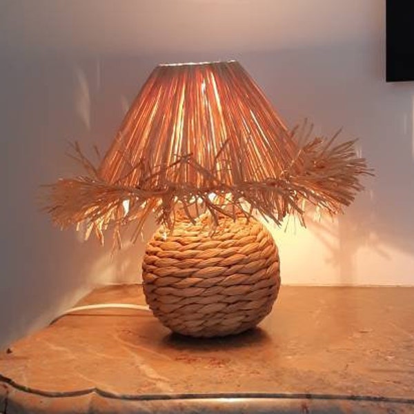 Raffia lampshade, raffia lamp shade.