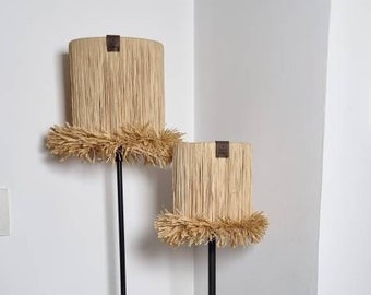 Raffia lampshade, raffia lamp