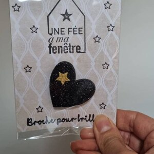 Broche coeur, brooch pin, glitter image 2