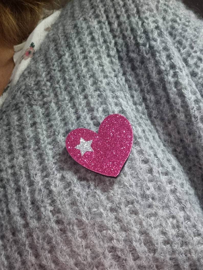 Heart brooch, brooch pin, glitter image 5