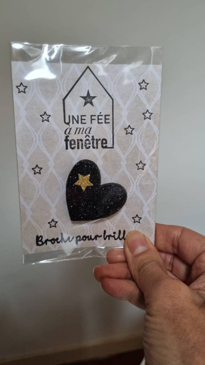 Broche coeur, brooch pin, glitter image 2