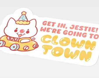 Décalcomanie de voiture de ville de clown, nous allons voir Jestie